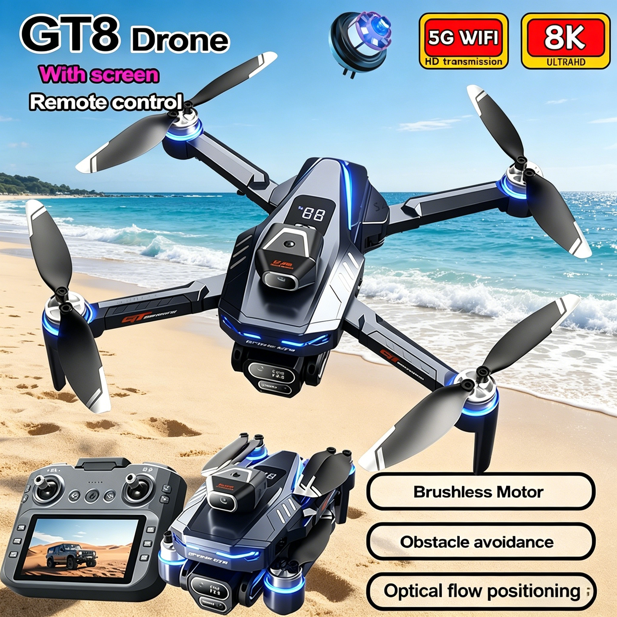 Drone Kit Professional - New Drone GT8 8K Professional HD