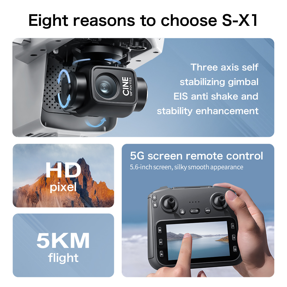 S-X1 MAX GPS Drone with 3-Axis - Drone Kit Long Range avaliação e preço